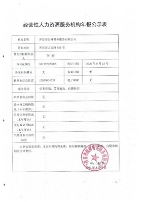 经营性人力资源服务机构年报公示表详解